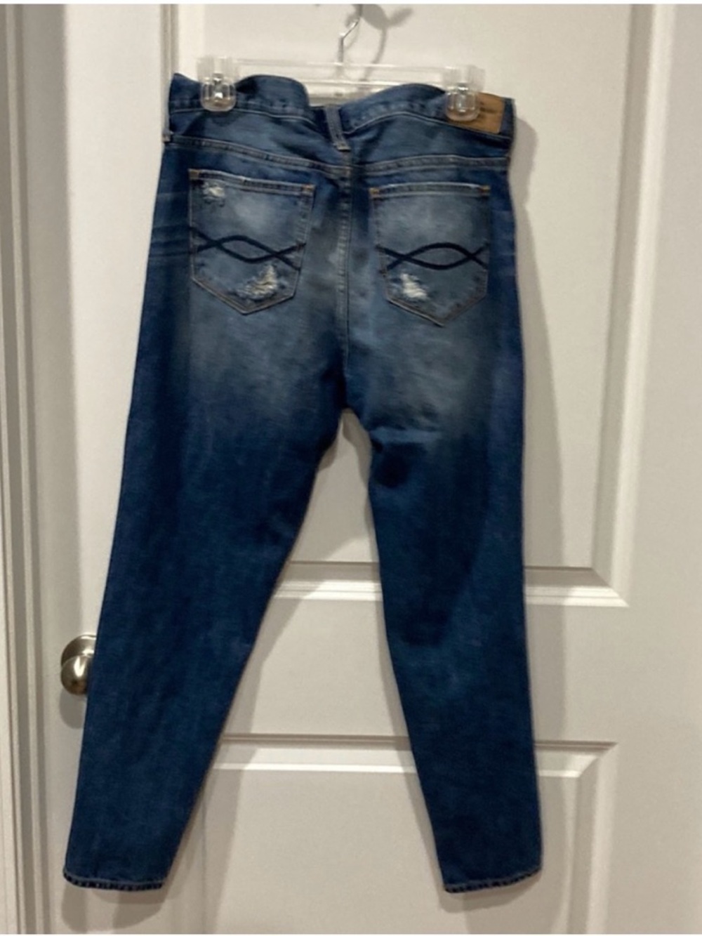 Abercrombie & Fitch Distressed Medium Blue Slim Straight Jeans - Picture 2 of 7